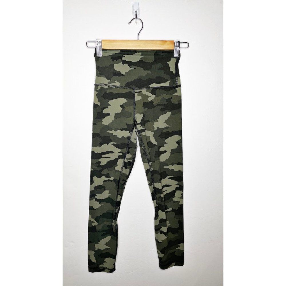 Lululemon Wunder Under Crop High Rise Full-On Luxtreme Camo Green Size 2